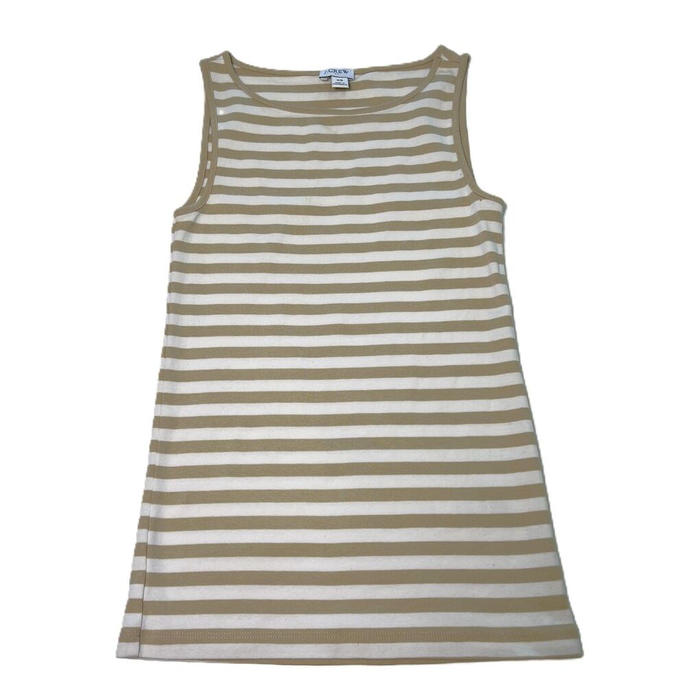 J Crew Women's White Beige Striped 100% Cotton Tank Top Size XS